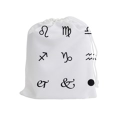 Set Of Black Web Dings On White Background Abstract Symbols Drawstring Pouches (extra Large) by Amaryn4rt