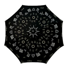 Astrology Chart With Signs And Symbols From The Zodiac Gold Colors Golf Umbrellas by Amaryn4rt