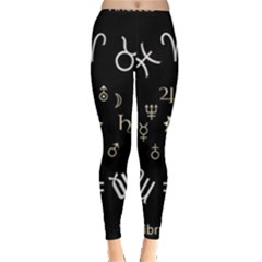 Astrology Chart With Signs And Symbols From The Zodiac Gold Colors Leggings  by Amaryn4rt