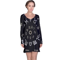 Astrology Chart With Signs And Symbols From The Zodiac Gold Colors Long Sleeve Nightdress