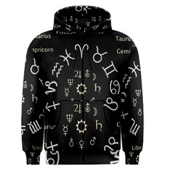 Astrology Chart With Signs And Symbols From The Zodiac Gold Colors Men s Zipper Hoodie by Amaryn4rt