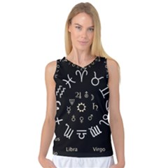 Astrology Chart With Signs And Symbols From The Zodiac Gold Colors Women s Basketball Tank Top by Amaryn4rt