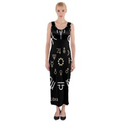 Astrology Chart With Signs And Symbols From The Zodiac Gold Colors Fitted Maxi Dress