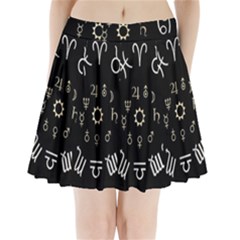 Astrology Chart With Signs And Symbols From The Zodiac Gold Colors Pleated Mini Skirt by Amaryn4rt