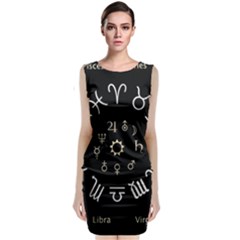 Astrology Chart With Signs And Symbols From The Zodiac Gold Colors Sleeveless Velvet Midi Dress