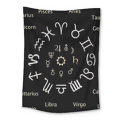 Astrology Chart With Signs And Symbols From The Zodiac Gold Colors Medium Tapestry