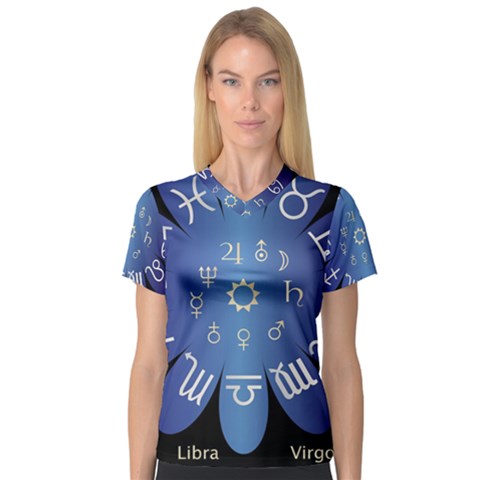 Astrology Birth Signs Chart Women s V-neck Sport Mesh Tee by Amaryn4rt