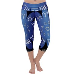 Astrology Birth Signs Chart Capri Yoga Leggings by Amaryn4rt