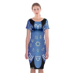 Astrology Birth Signs Chart Classic Short Sleeve Midi Dress by Amaryn4rt