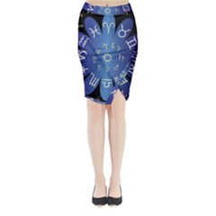 Astrology Birth Signs Chart Midi Wrap Pencil Skirt by Amaryn4rt