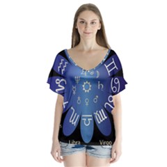 Astrology Birth Signs Chart Flutter Sleeve Top by Amaryn4rt