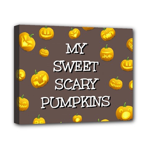 Scary Sweet Funny Cute Pumpkins Hallowen Ecard Canvas 10  X 8  by Amaryn4rt