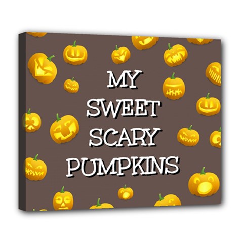 Scary Sweet Funny Cute Pumpkins Hallowen Ecard Deluxe Canvas 24  X 20   by Amaryn4rt