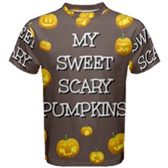 Scary Sweet Funny Cute Pumpkins Hallowen Ecard Men s Cotton Tee by Amaryn4rt