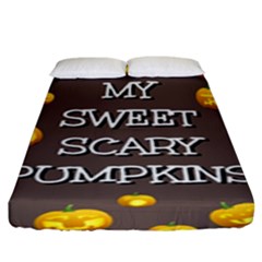 Scary Sweet Funny Cute Pumpkins Hallowen Ecard Fitted Sheet (king Size) by Amaryn4rt