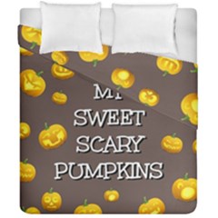 Scary Sweet Funny Cute Pumpkins Hallowen Ecard Duvet Cover Double Side (california King Size) by Amaryn4rt