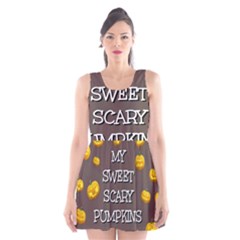 Scary Sweet Funny Cute Pumpkins Hallowen Ecard Scoop Neck Skater Dress by Amaryn4rt