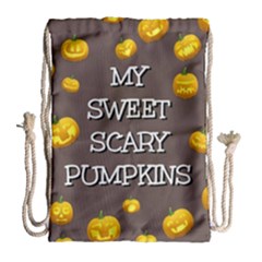 Scary Sweet Funny Cute Pumpkins Hallowen Ecard Drawstring Bag (large)