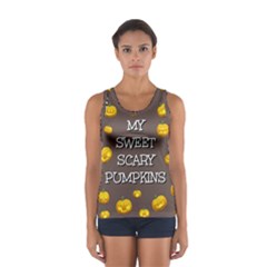 Scary Sweet Funny Cute Pumpkins Hallowen Ecard Women s Sport Tank Top  by Amaryn4rt