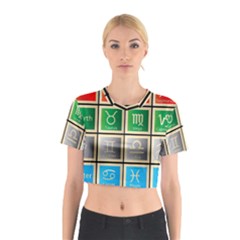 Set Of The Twelve Signs Of The Zodiac Astrology Birth Symbols Cotton Crop Top