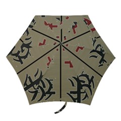 Xia Script On Gray Background Mini Folding Umbrellas