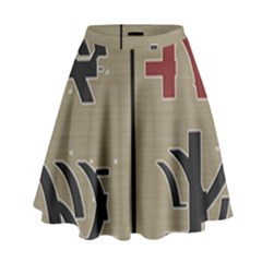 Xia Script On Gray Background High Waist Skirt by Amaryn4rt