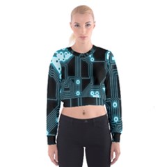 A Completely Seamless Background Design Circuitry Women s Cropped Sweatshirt by Amaryn4rt