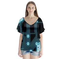 A Completely Seamless Background Design Circuitry Flutter Sleeve Top