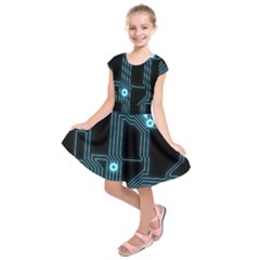 A Completely Seamless Background Design Circuitry Kids  Short Sleeve Dress by Amaryn4rt