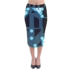 A Completely Seamless Background Design Circuitry Velvet Midi Pencil Skirt by Amaryn4rt