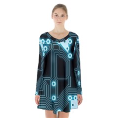 A Completely Seamless Background Design Circuitry Long Sleeve Velvet V-neck Dress