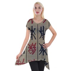 Ancient Chinese Secrets Characters Short Sleeve Side Drop Tunic by Amaryn4rt