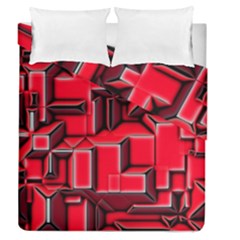 Background With Red Texture Blocks Duvet Cover Double Side (queen Size)