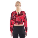 Background With Red Texture Blocks Women s Cropped Sweatshirt View2