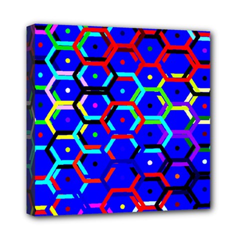 Blue Bee Hive Pattern Mini Canvas 8  X 8  by Amaryn4rt