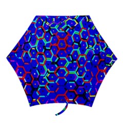 Blue Bee Hive Pattern Mini Folding Umbrellas