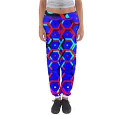 Blue Bee Hive Pattern Women s Jogger Sweatpants