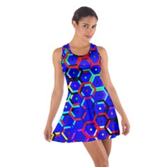 Blue Bee Hive Pattern Cotton Racerback Dress