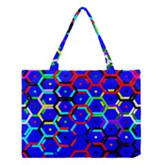 Blue Bee Hive Pattern Medium Tote Bag