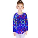 Blue Bee Hive Pattern Kids  Long Sleeve Tee View1