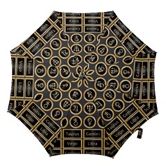 Black And Gold Buttons And Bars Depicting The Signs Of The Astrology Symbols Hook Handle Umbrellas (small) by Amaryn4rt