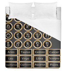 Black And Gold Buttons And Bars Depicting The Signs Of The Astrology Symbols Duvet Cover (queen Size) by Amaryn4rt