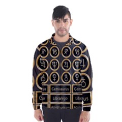 Black And Gold Buttons And Bars Depicting The Signs Of The Astrology Symbols Wind Breaker (men) by Amaryn4rt