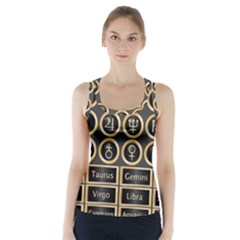 Black And Gold Buttons And Bars Depicting The Signs Of The Astrology Symbols Racer Back Sports Top by Amaryn4rt