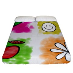 A Set Of Watercolour Icons Fitted Sheet (queen Size)