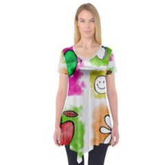 A Set Of Watercolour Icons Short Sleeve Tunic 