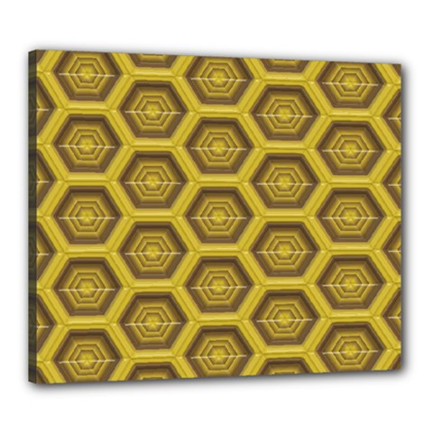 Golden 3d Hexagon Background Canvas 24  X 20  by Amaryn4rt