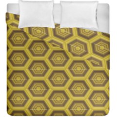 Golden 3d Hexagon Background Duvet Cover Double Side (king Size)