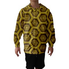 Golden 3d Hexagon Background Hooded Wind Breaker (kids)