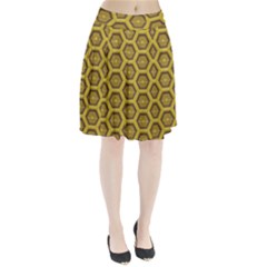 Golden 3d Hexagon Background Pleated Skirt